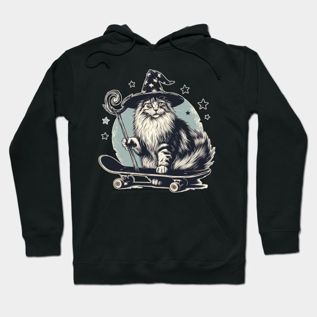 maine coon wizard skater Hoodie by TomFrontierArt